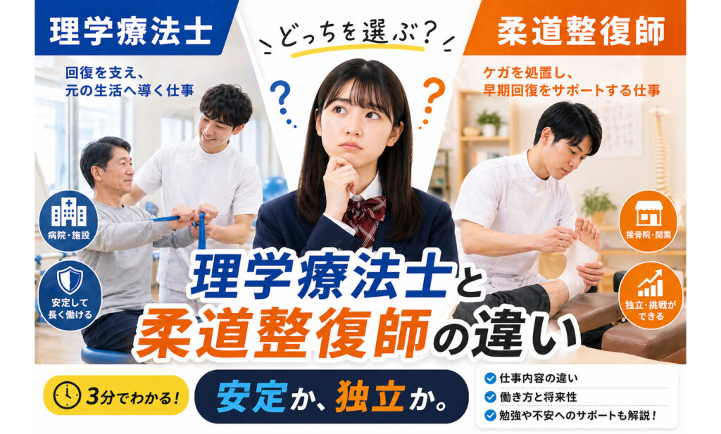 理学療法士と柔道整復師の違いとは？【安定か独立か】